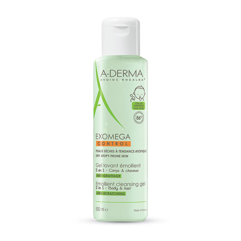 A-derma - Exomega Control 2in1 Emollient Cleansing Gel Anti-scratching Μαλακτικό Gel Καθαρισμού Κατά Του Κνησμού Για Ξηρό & Ατοπικό Δέρμα - 500ml