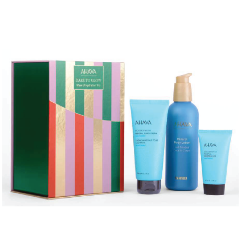 Ahava - Πακετο Προσφορας Dare To Glow Wave Of Hydration Trio Mineral Body Lotion (250ml) & Hand Cream (100ml) & Shower Gel (40ml) - 3τμχ