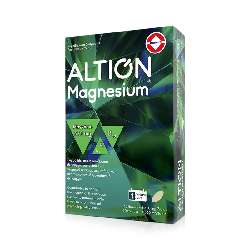 Altion - Magnesium 375mg Για Τη Φυσιολογική Λειτουργία Του Μυϊκού & Νευρικού Συστήματος - 30tabs