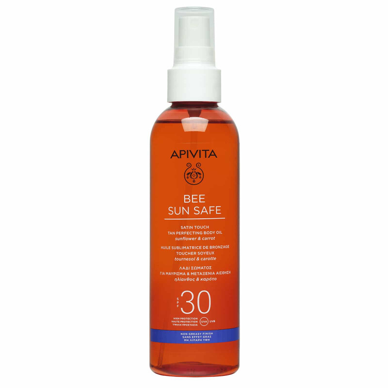 Apivita Bee Sun Safe Λάδι Σώματος Μαύρισμα & Μεταξένια Αίσθηση Spf30 200ml