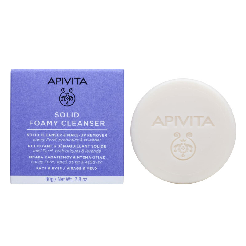 Apivita - Solid Foamy Cleanser Μπάρα Καθαρισμού & Ντεμακιγιάζ Για Πρόσωπο & Μάτια - 80g