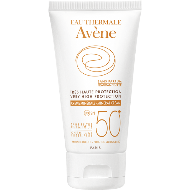 Avene - Cream Mineral Spf50+ Αντηλιακή Κρέμα Προσώπου Χωρίς Άρωμα Για Ευαίσθητη/μη Ανεκτική Επιδερμίδα - 50ml