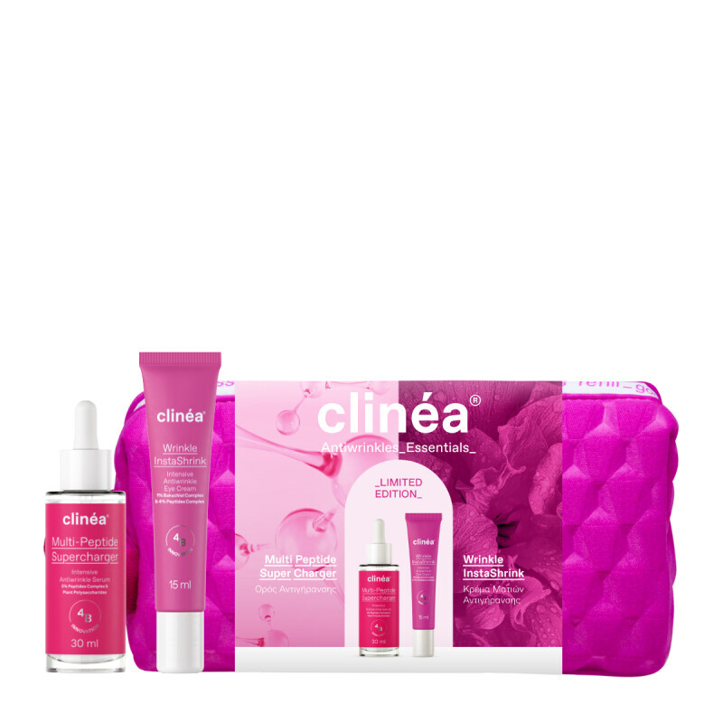 Clinea - Πακετο Προσφορας Antiwrinkles Essentials Multi Peptide Supercharger Serum (30ml) & Wrinkle Instashrink Eye Cream (15ml) - 2τμχ