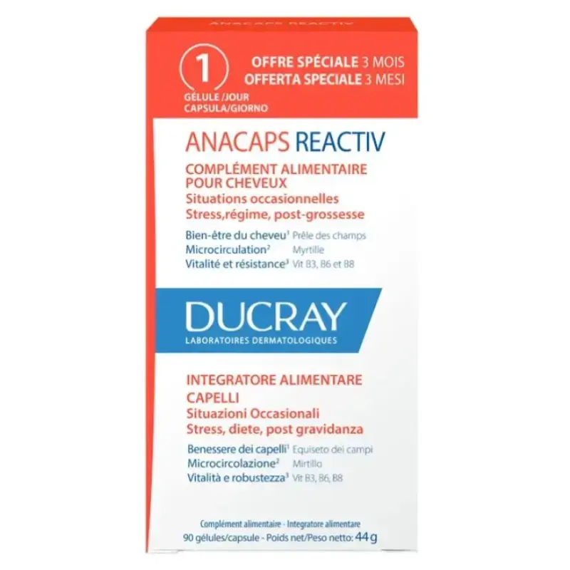 Ducray - Anacaps Reactiv Συμπλήρωμα Διατροφής Για Τριχόπτωση - 90caps