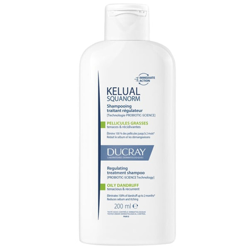 Ducray - Kelual Squanorm Regulating Treatment Shampoo Oily Dandruff Ρυθμιστικό Σαμπουάν Αγωγής Για Λιπαρή Πυτιρίδα - 200ml