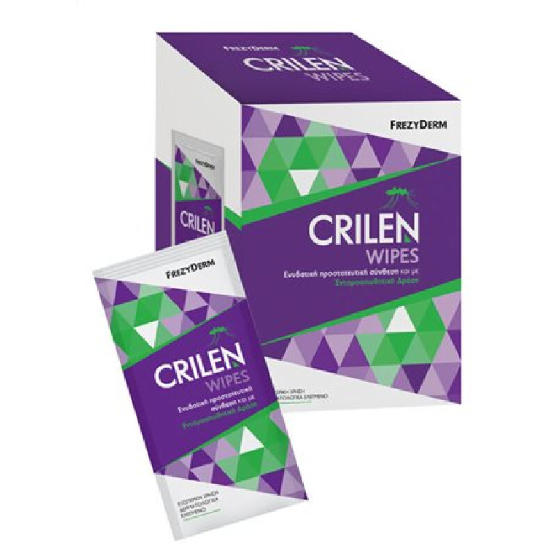 FREZYDERM - Crilen Wipes Υγρά Ενυδατικά & Αντικουνουπικά Μαντηλάκια με Εντομοαπωθητική Δράση - 20τμχ