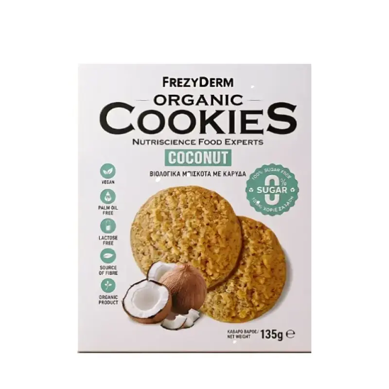 FREZYDERM - Organic Cookies Coconut Βιολογικά Μπισκότα με Καρύδα - 135g