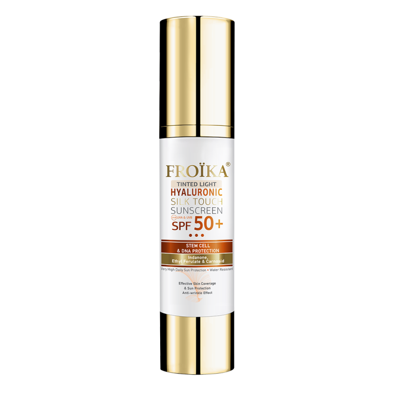 Froika - Hyaluronic Silk Touch Sunscreen Tinted Light Spf50+ Αδιάβροχη Αντηλιακή Αντιρυτιδική Κρέμα Προσώπου Με Ελαφρύ Χρώμα Για Μεταξένιο Ματ