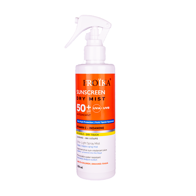 FROIKA - Sunscreen Dry Mist Ελαφρύ, Διάφανο Spray Mist SPF50+ - 250ml
