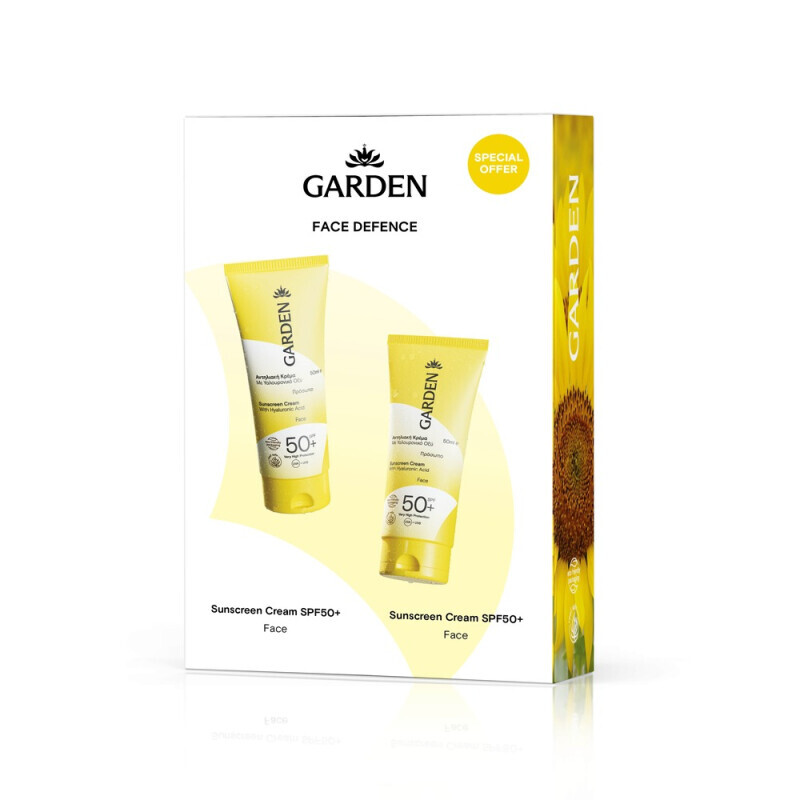 GARDEN - ΠΑΚΕΤΟ ΠΡΟΣΦΟΡΑΣ Everyday Face Defence Αντηλιακή Κρέμα με Υαλουρονικό Οξύ SPF50+ - 2x50ml
