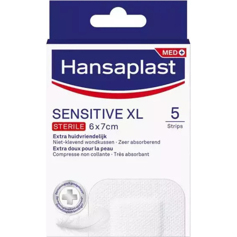 Hansaplast Sensitive Xl Sterile Επιθέματα Φιλικά Με Το Δέρμα 6x7cm 5τμχ