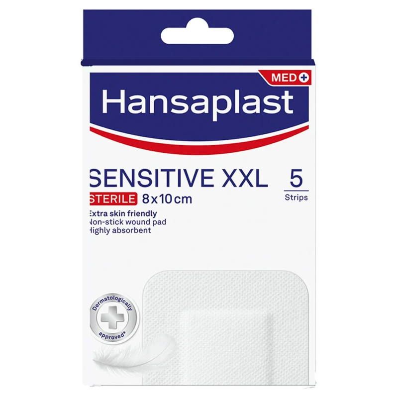 Hansaplast Sensitive Xxl Sterile Επιθέματα Φιλικά Με Το Δέρμα 8x10cm 5τμχ