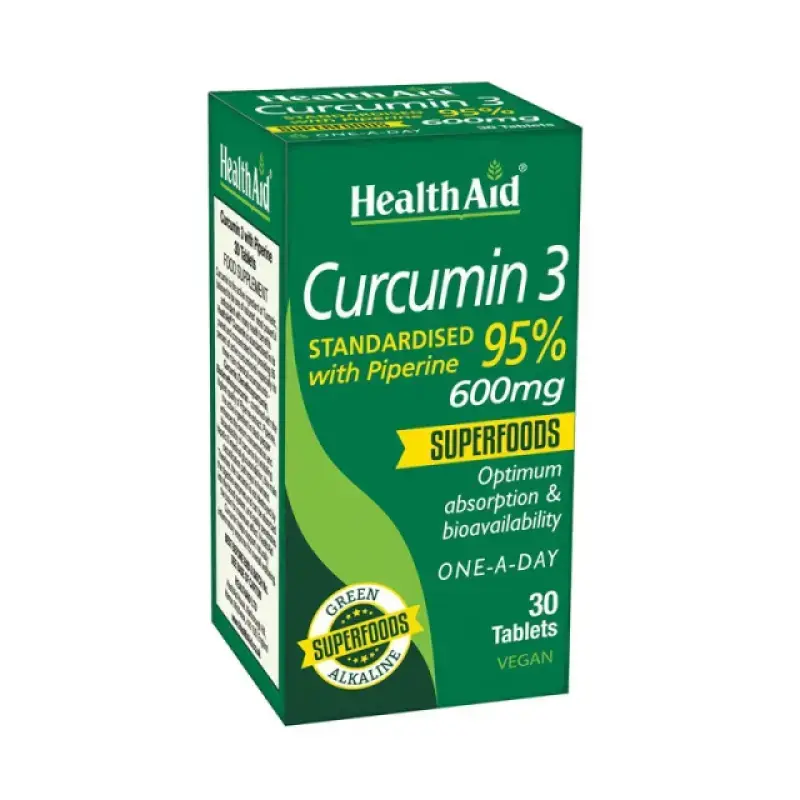 Health Aid - Curcumin 3 Κουρκουμίνη 600mg Με Πιπερίνη - 30tabs