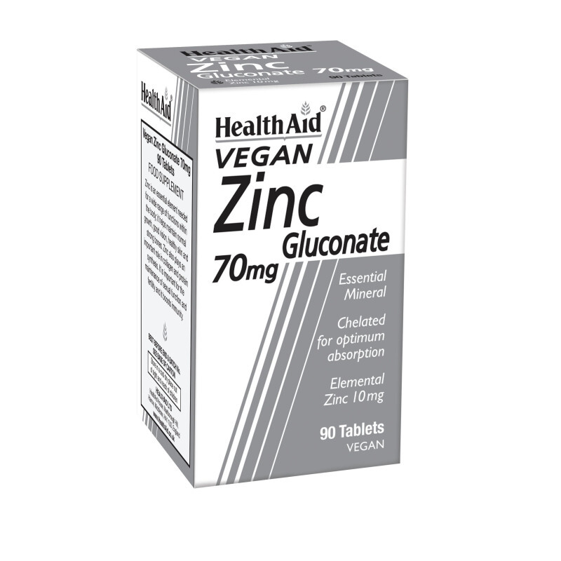 Health Aid Zinc Gluconate 70mg Ψευδάργυρος 90tabs