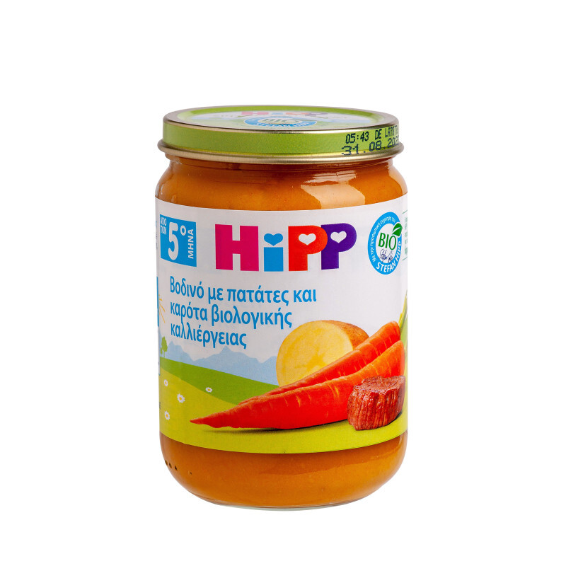 Hipp Bio Βρεφικό Γέυμα Βοδινό Με Πατάτες & Καρότα 5m+ 190g
