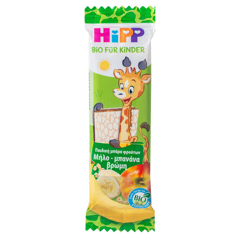 Hipp Βιολογική Μπάρα Φρούτων Μήλο Μπανάνα & Βρώμη 23g