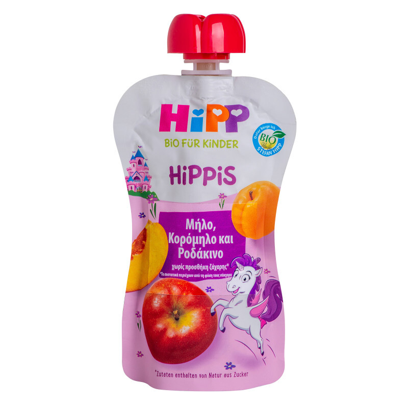 Hipp Hippis Bio Φρουτοπολτός Μήλο/κορόμηλο/ροδάκινο 1+ 100g