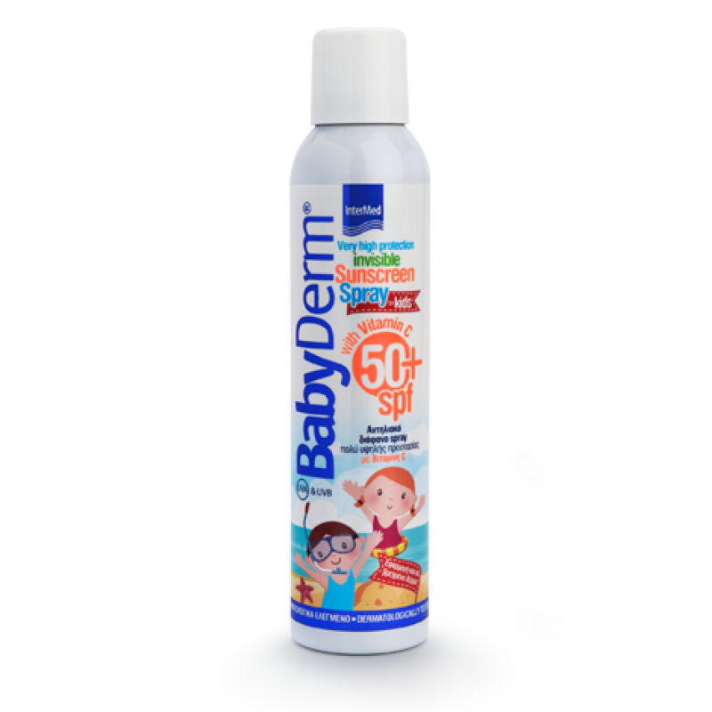 INTERMED - BabyDerm Invisible Sunscreen Spray for Kids Αντηλιακό Διάφανο Spray για Παιδιά SPF50+ - 200ml
