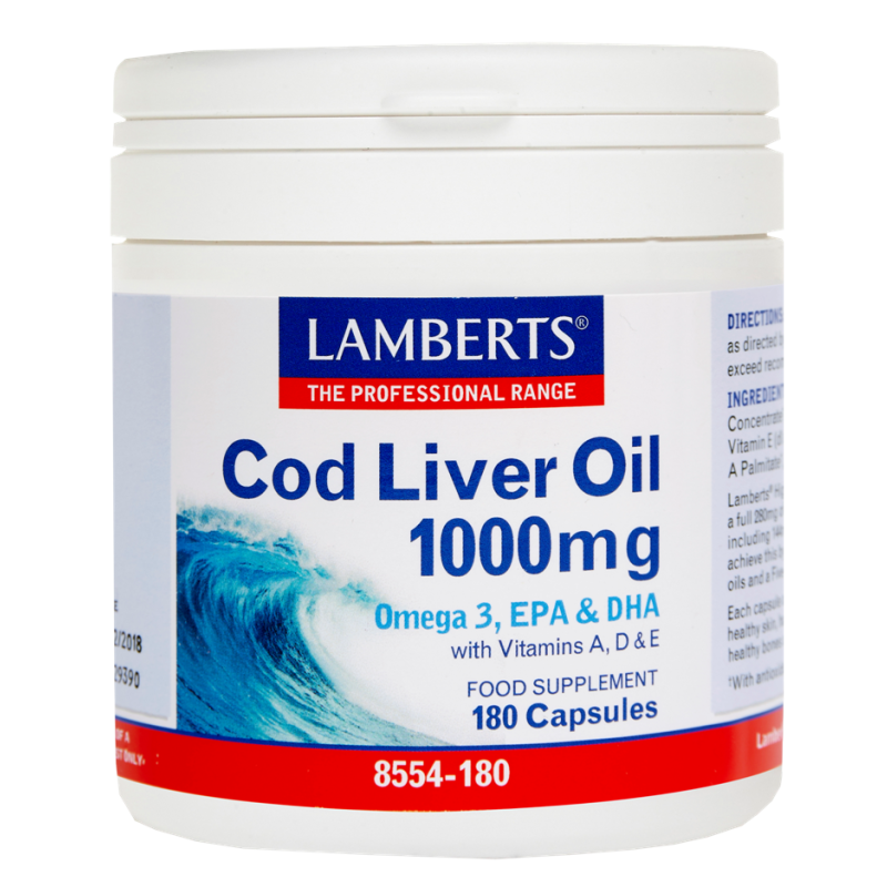 Lamberts Cod Liver Oil 1000mg Μουρουνέλαιο 180caps