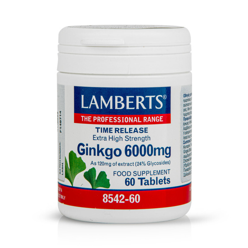 Lamberts Ginkgo Biloba Extract 6000mg Ενίσχυση Μνήμης 60tabs