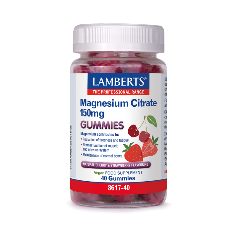 Lamberts Magnesium Citrate 150mg Gummies Κεράσι Φράουλα 40τμχ