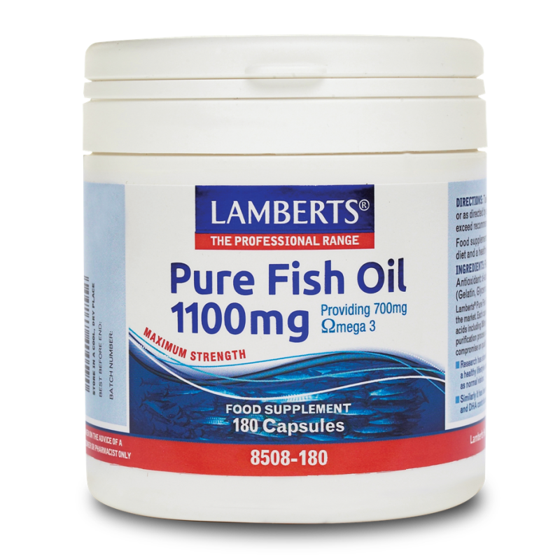 Lamberts - Pure Fish Oil 1100mg Ιχθυέλαιο Υγεία Αρθρώσεων, Εγκεφάλου & Καρδιαγγειακού Συστήματος - 180caps