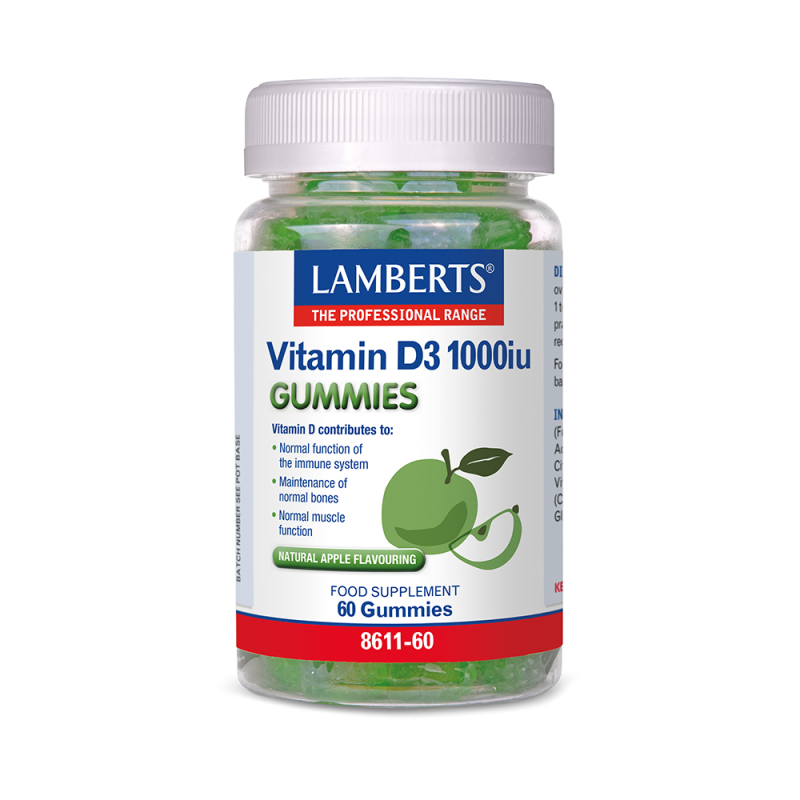 Lamberts Vitamin D3 1000iu Gummies Ζελεδάκια Μήλου 60τμχ