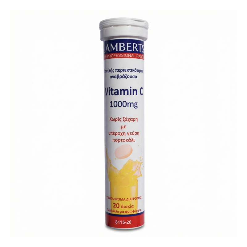 Lamberts - Vitamin C 1000mg Αναβράζουσες Ταμπλέτες Πορτοκάλι Ενίσχυση Ανοσοποιητικού - 20tabs
