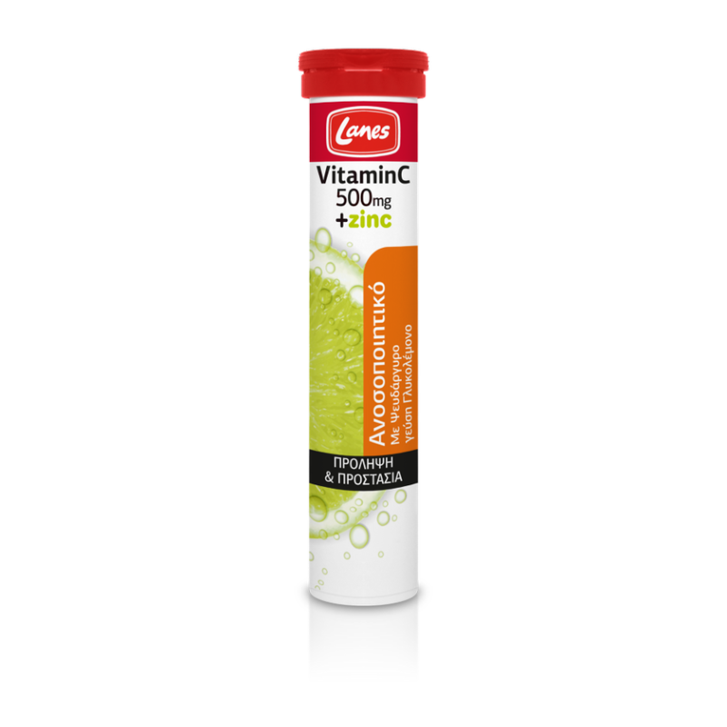 Lanes Vitamin C 500mg + Zinc Γεύση Γλυκολέμονο 20eff.tabs