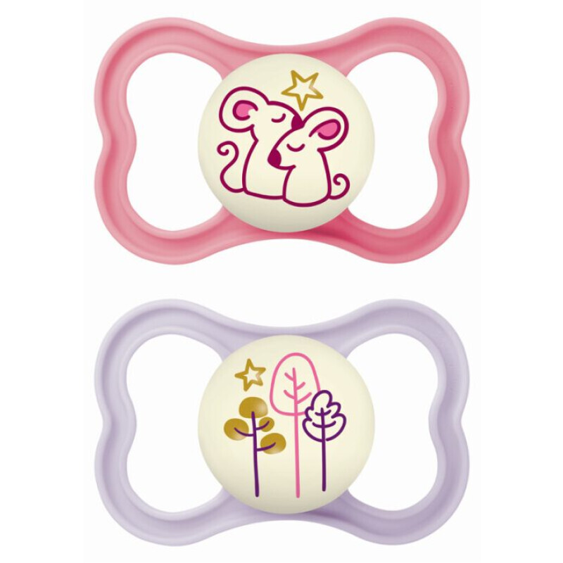 Mam Air Night Πιπίλα Νύχτας Σιλικόνης Κορίτσι 16m+ 2τμχ