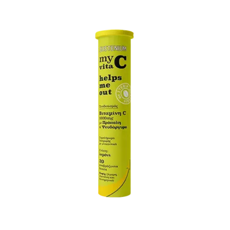 Menarini Hellas - Sustenium My Vita C Helps Me Out Βιταμίνη C 1000mg Πρόπολη & Ψευδάργυρο Με Γεύση Λεμόνι - 20eff.tabs