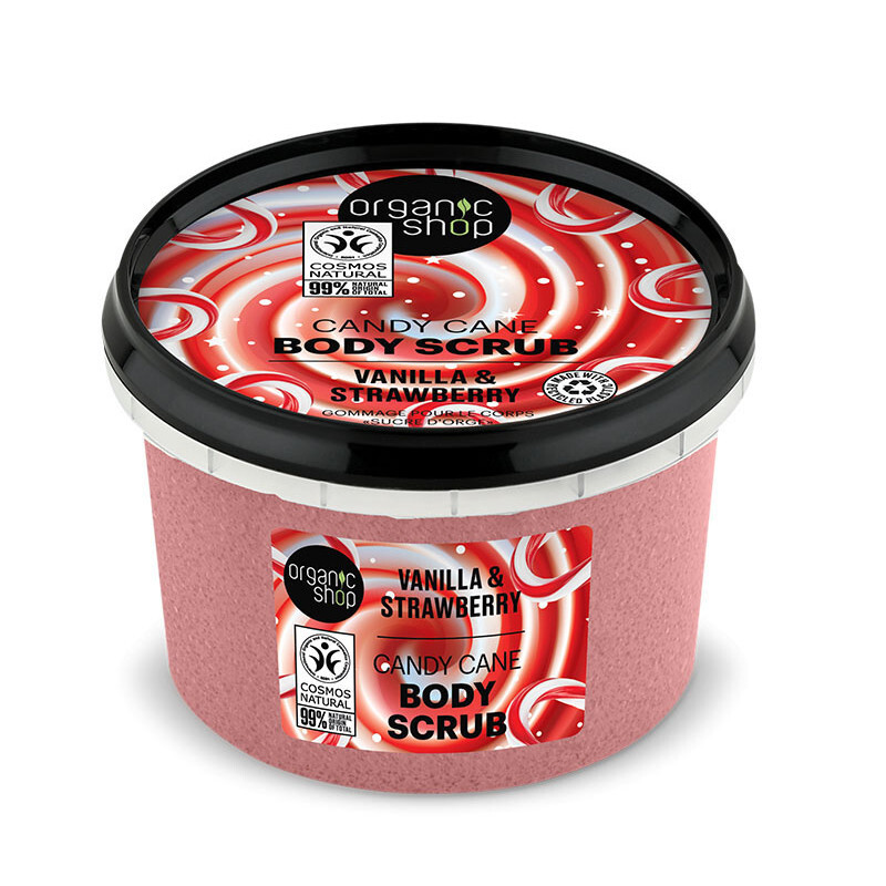 NATURA SIBERICA - Organic Shop Candy Cane Body Scrub με Βανίλια & Φράουλα - 250ml