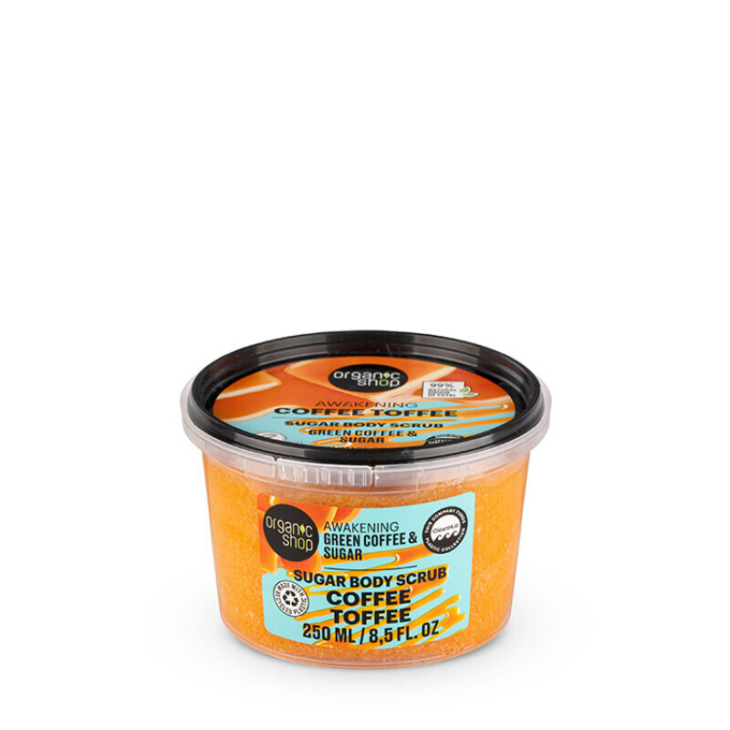 Natura Siberica - Organic Shop Awakening Coffee Toffee Sugar Body Scrub Με Έλαιο Πράσινου Καφέ & Ζάχατη Για Τόνωση - 250ml