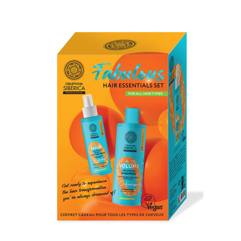 Natura Siberica - Fabulous Hair Essential Set Oblepikha Volume Shampoo (400ml) & Repair Serum (200ml) - 2τμχ