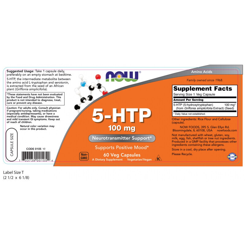 Now 5-htp 100mg Υγιές Νευρικό Σύστημα 60caps
