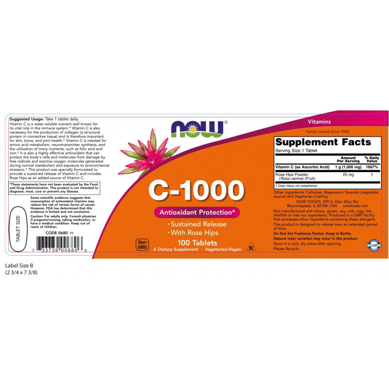 Now C-1000 With Rose Hips & Bioflavonoids 100tabs
