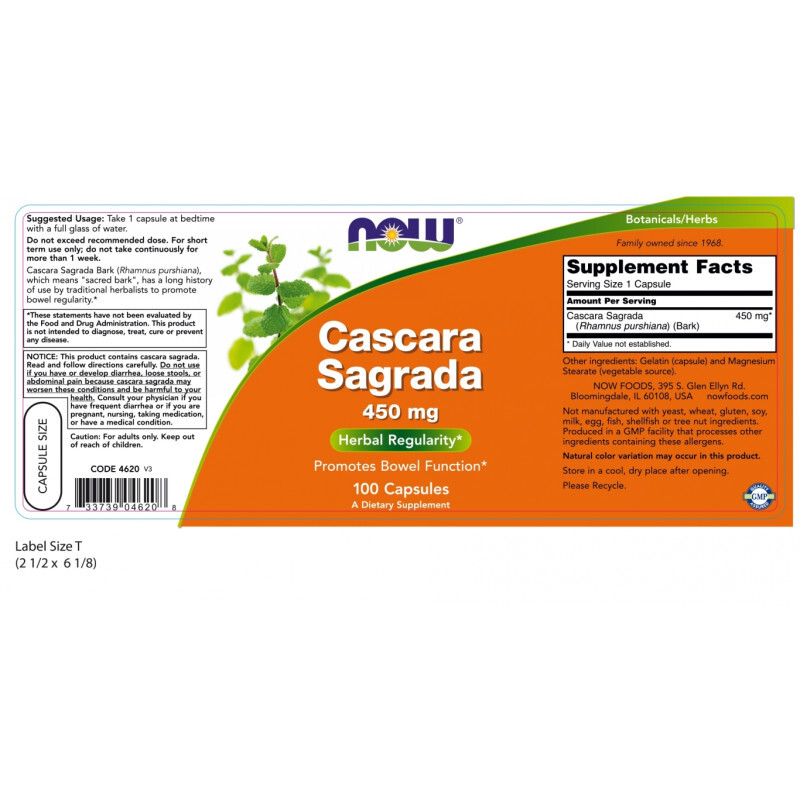 Now Cascara Sagrada 450mg Για Δυσκοιλιότητα 100caps