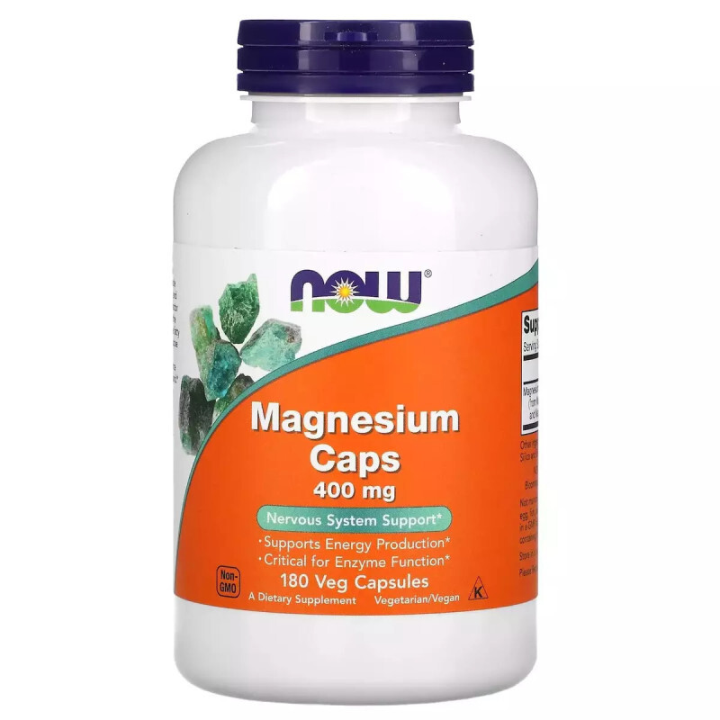 Now Magnesium Caps 400mg Μυϊκό & Νευρικό Σύστημα 180caps