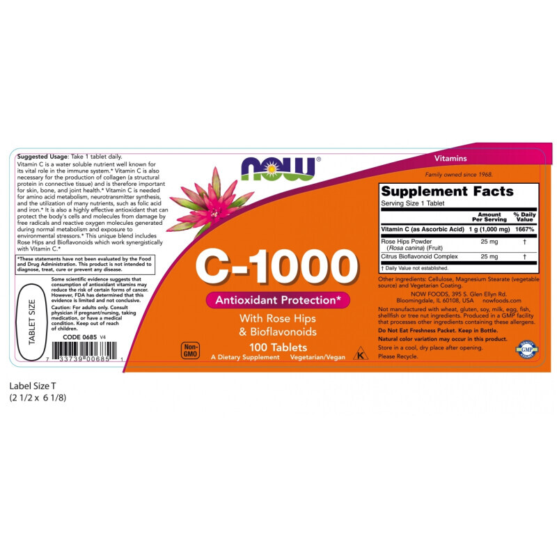 Now Vit C-1000 With Rose Hips Ανοσοποιητικό 100tabs