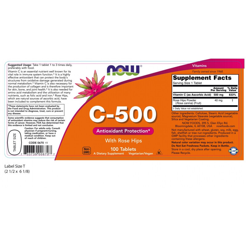 Now Vit C-500 With Rose Hips Ανοσοποιητικό 100tabs