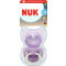 NUK - First Choice Classic Day & Night Πιπίλα Σιλικόνης Ημέρας & Νύχτας (0-6m) Μωβ - 2τμχ
