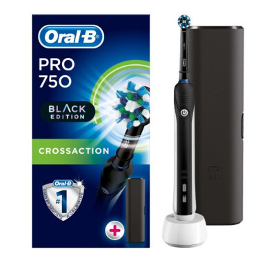 ORAL B - Pro 750 Cross Action Black Edition Ηλεκτρική Οδοντόβουρτσα σε Μαύρο Χρώμα (Κεφαλή Cross ...