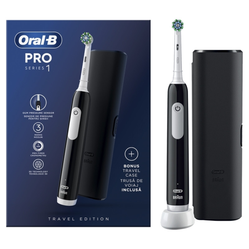 Oral B Pro Series 1 Travel Edition Black Ηλεκτρική Οδοντόβουρτσα