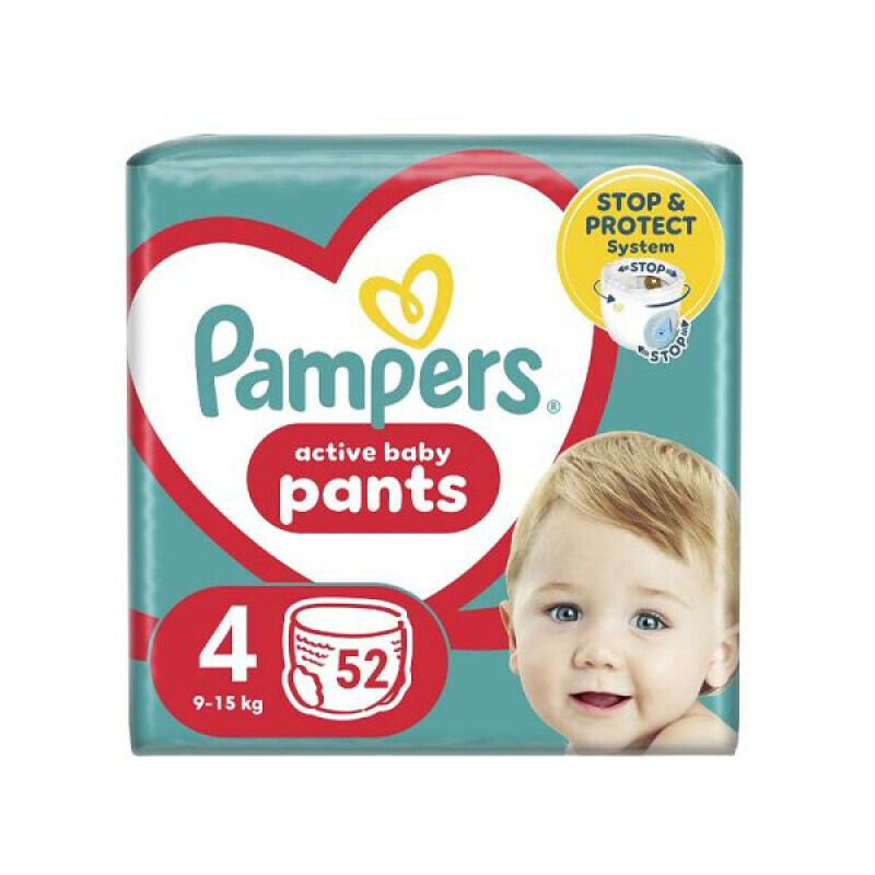 Pampers - Active Baby Pants Βρακάκια No4 (9-15kg) - 52τμχ
