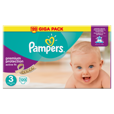 PAMPERS - Πάνες Premium Protection Active Fit Μέγεθος 3 (midi) 5-9kg Giga Pack - 120πάνες