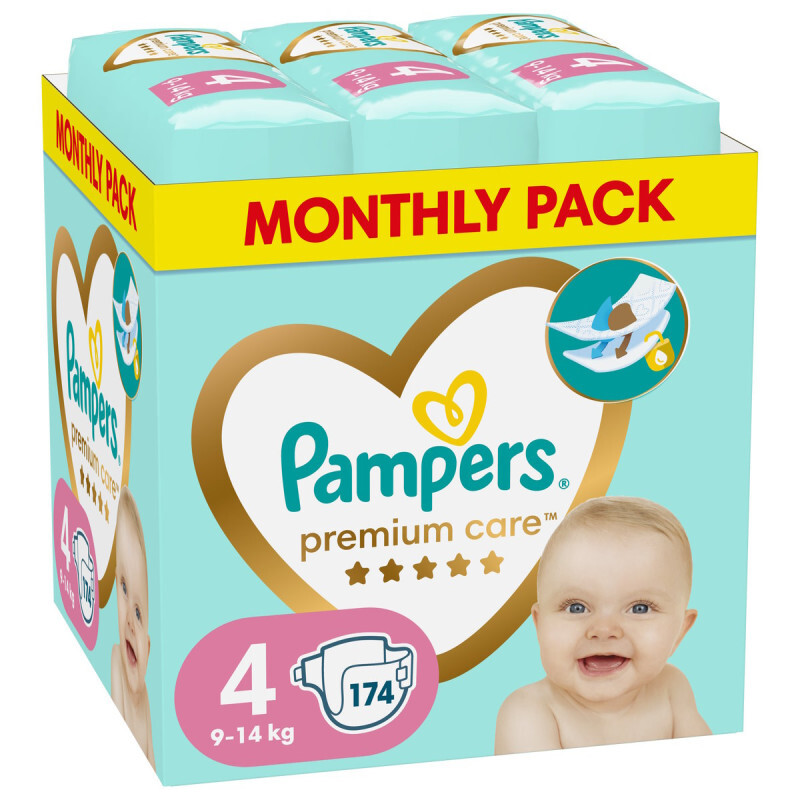 Pampers Premium Care Monthly Pack Πάνες No4 (9-14kg) 174τμχ