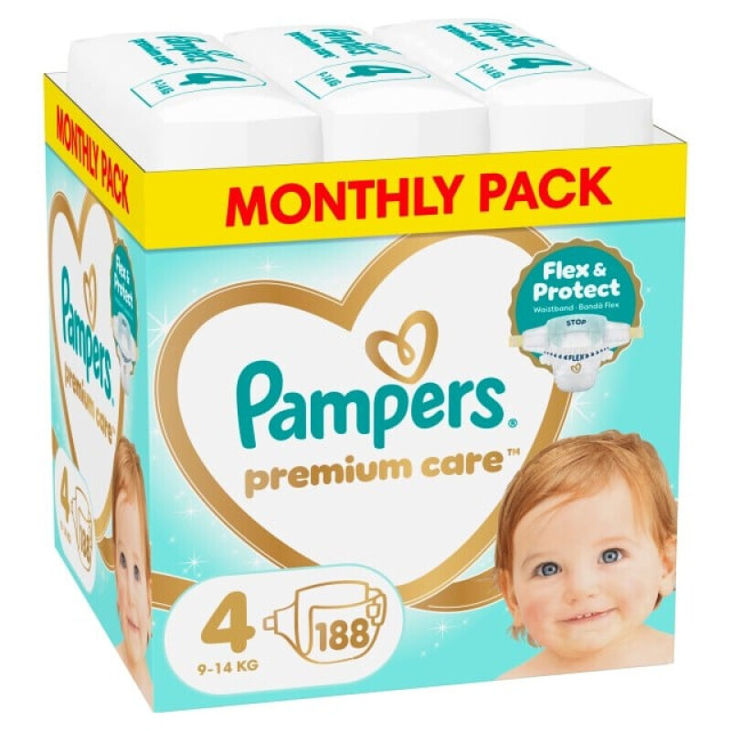 PAMPERS - Premium Care Monthly Pack Πάνες No4 (9-14kg) - 188τμχ