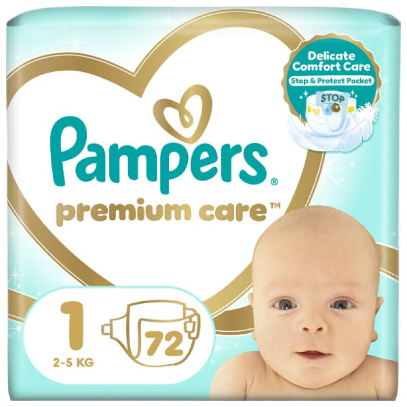 Pampers - Premium Care Πάνες No1 (2-5kg) - 72τμχ