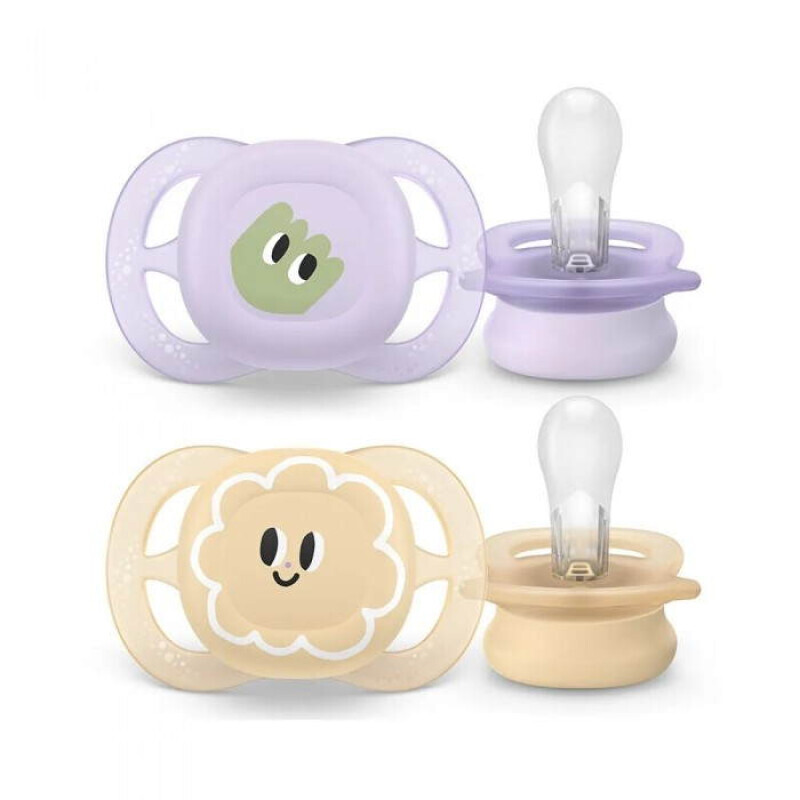 PHILIPS AVENT - Ultra Start Ορθοδοντικές Πιπίλες Σιλικόνης (0-2m) Κορίτσι - 2τμχ
