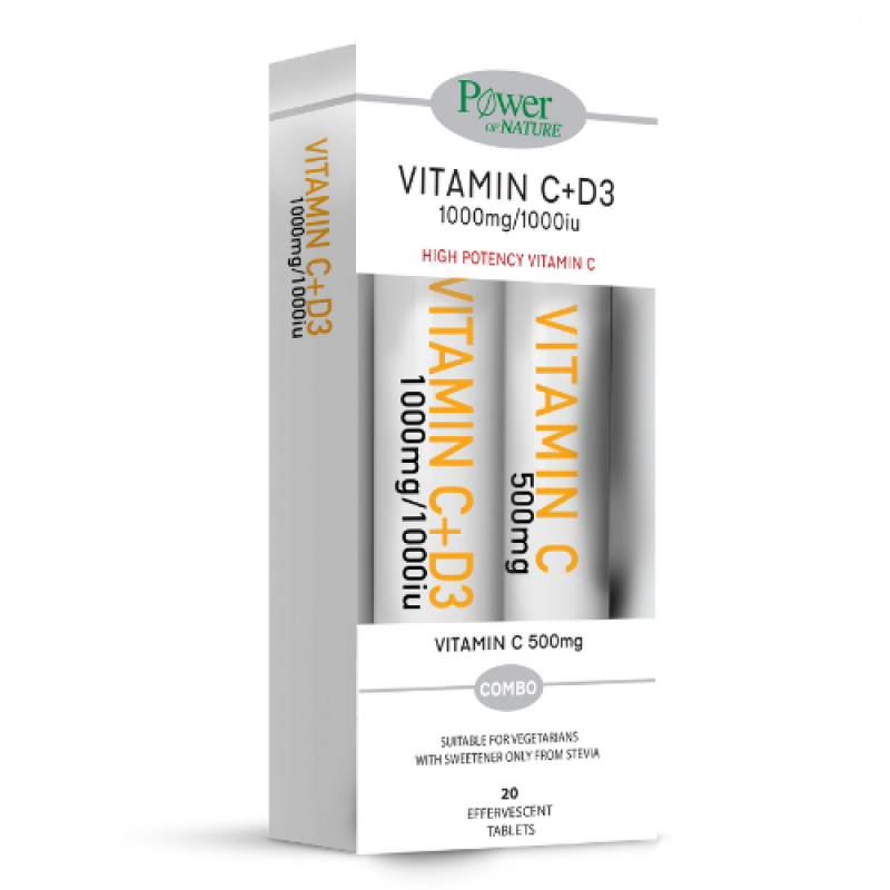 Power Health Vitc+d3 (100mg/100iu) & C 500mg 2x20eff.tabs